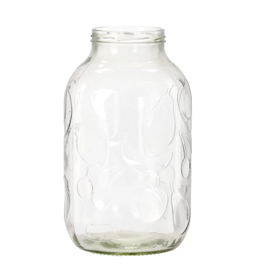 Borcan de sticlă pentru conservare 5 l cu motiv fructe, gură largă 100 mm