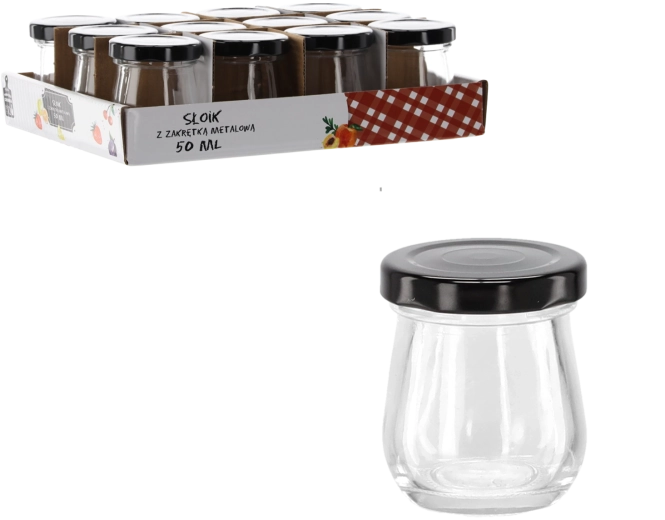 Borcan de 50 ml cu capac metalic negru