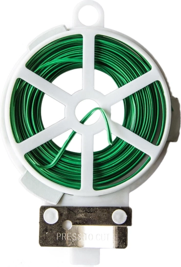 Sârmă plată de legat cu înveliș din plastic și dispozitiv de tăiere, 30 m