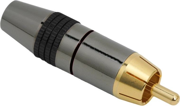 Conector RCA placat cu aur, cu inel de identificare argintiu