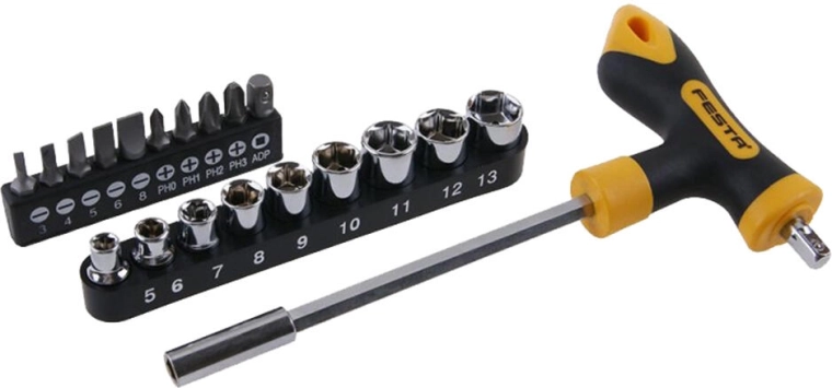 Set de șurubelnițe în T cu adaptoare, 20 piese FESTA