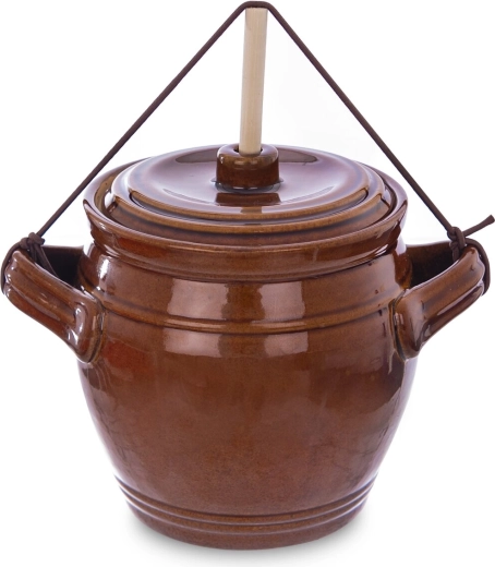 Oală ceramică pentru murarea legumelor cu capac 1,3 l