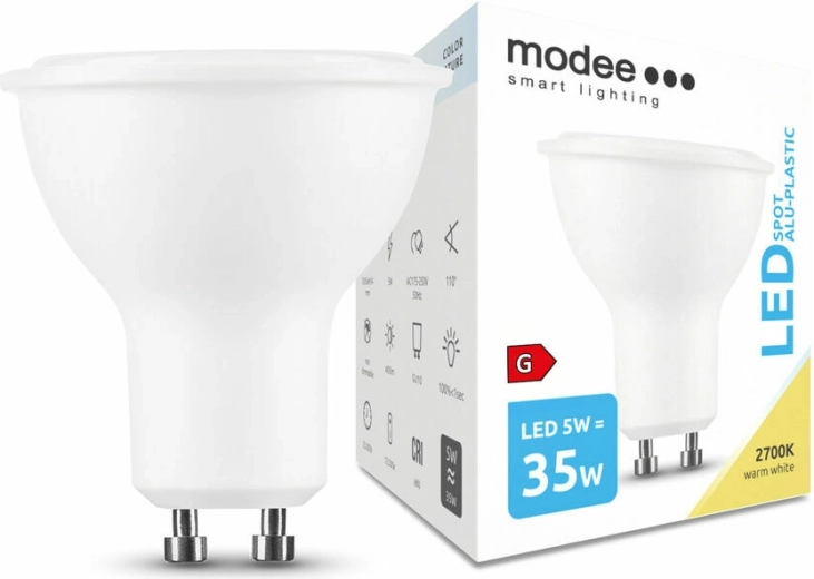 Bec LED spot Modee GU10 5 W, 400 lm, alb cald