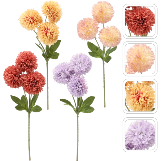 Ramură artificială – buchet cu 3 daliile, 43 cm, mix de culori