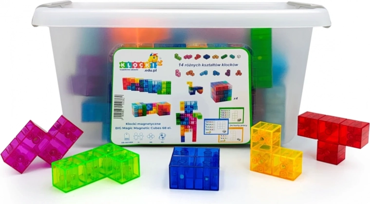 Set de construcție magnetică big magic cubes 68 piese