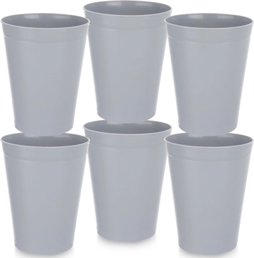 Pahare din plastic SANDY gri 300 ml, 6 buc