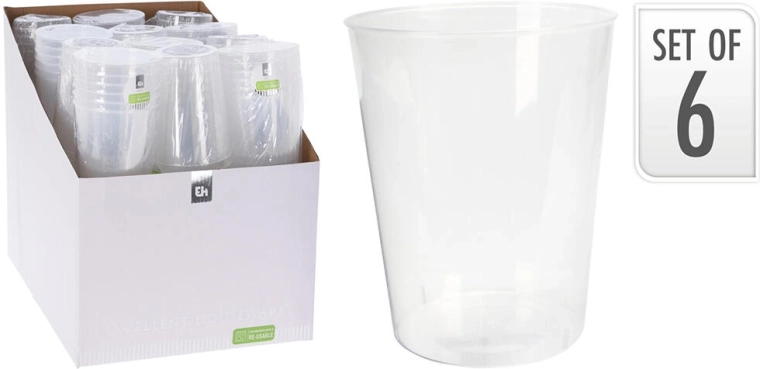 Set de pahare din plastic 500 ml, transparente (6 buc)