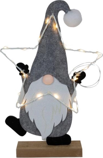 Figurină din fetru Moș Crăciun 35 cm cu luminițe LED