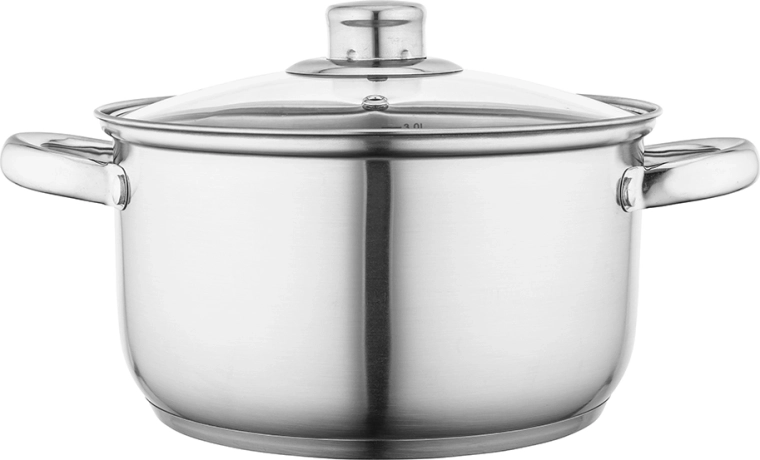 Oală din inox Fabio 20 cm, 3,6 l cu capac din sticlă