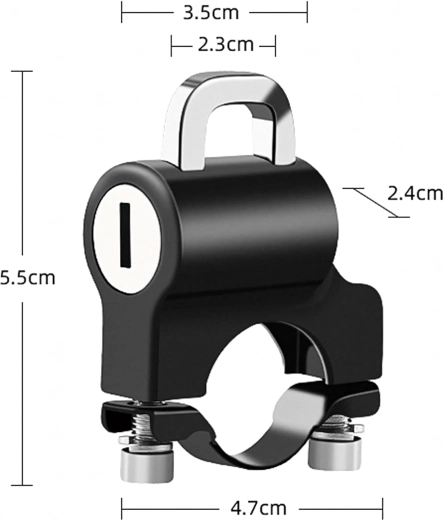 Lacăt pentru cască de motocicletă 20–24 mm – suport anti-furt din aluminiu pentru ghidon