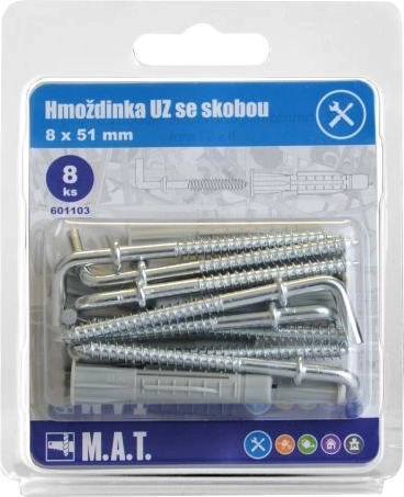 Diblă de nodare cu cârlig 8×51 mm, zinc alb (8 buc.)