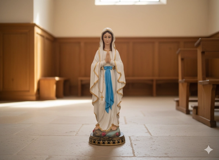 Statuia Fecioarei Maria de la Lourdes 120 cm cu ochi din sticlă