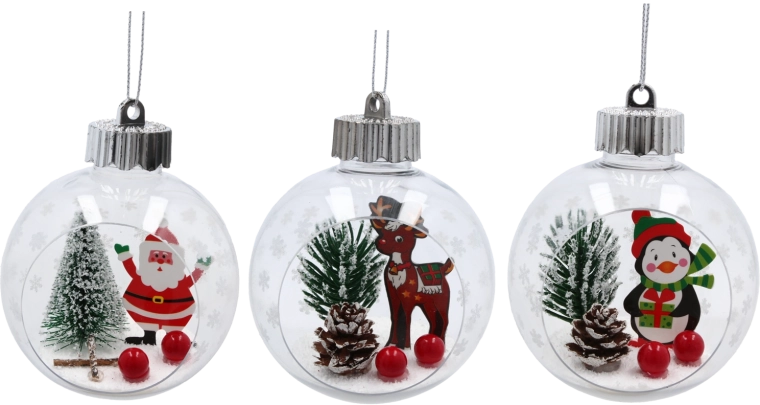 Glob transparent de Crăciun cu scenă de iarnă 8 cm