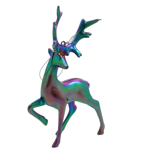 Ornament de Crăciun ren cu efect perlat iridescent 10 × 15 cm