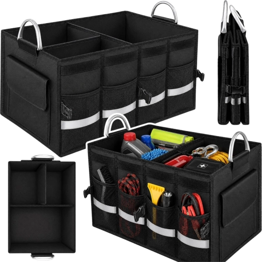 Organizator pliabil pentru portbagajul mașinii 50 l negru