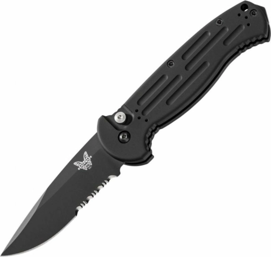 Benchmade AFO II cuțit de buzunar automat 9 cm, Cerakote negru, toc Cordura