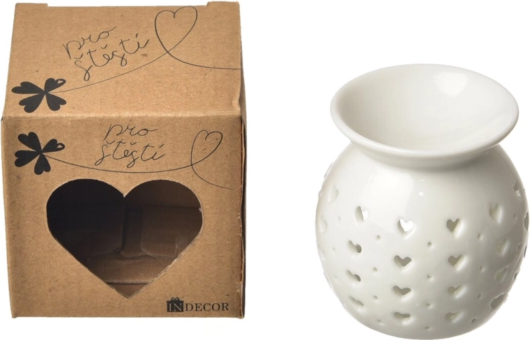 Lampă aromată din porțelan Pentru noroc albă 7 × 7 × 6 cm