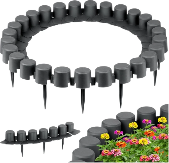 Palisadă de grădină gri 220 cm 4 buc.