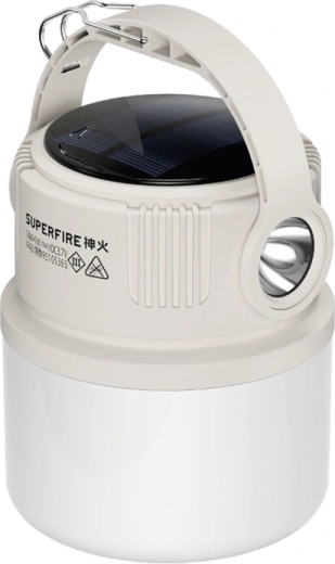 Lampă de camping Superfire T22 cu încărcare solară și iluminare 360°