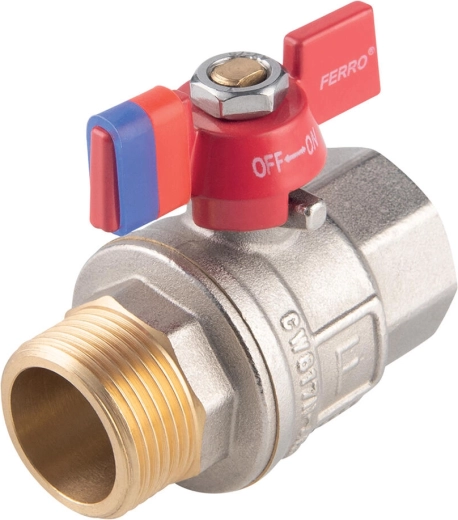 Robinet sferic cu debit total cu mâner tip fluture 1/2″