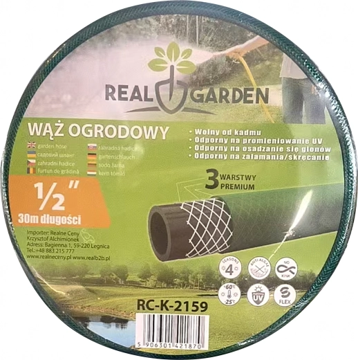 Furtun de grădină 30 m, 1/2", 3 straturi, cauciucat flexibil și rezistent