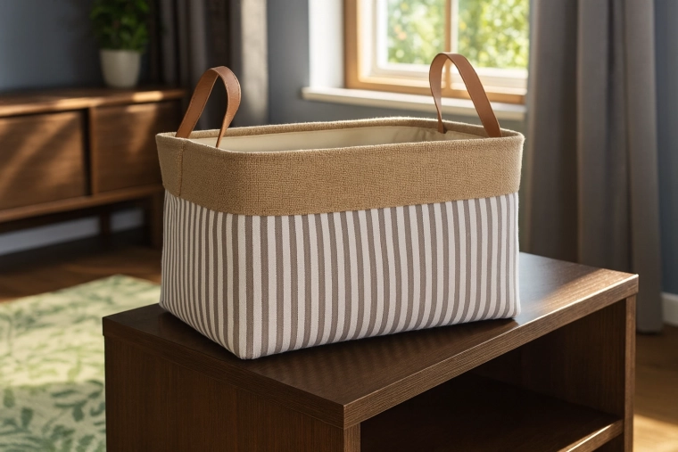 Coș textil de depozitare cu dungi 30 × 40 × 24 cm