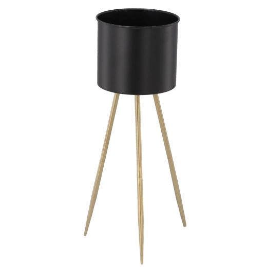 Suport elegant din metal pentru flori 24 × 24 × 70 cm, negru cu picioare aurii