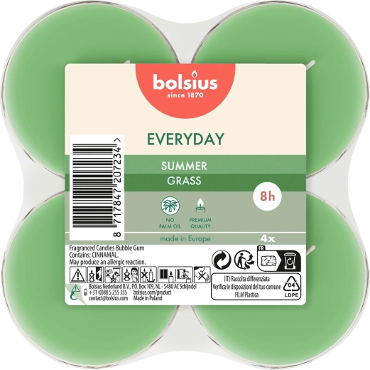 Lumânări tip pastilă maxi Summer Grass, set de 4 bucăți