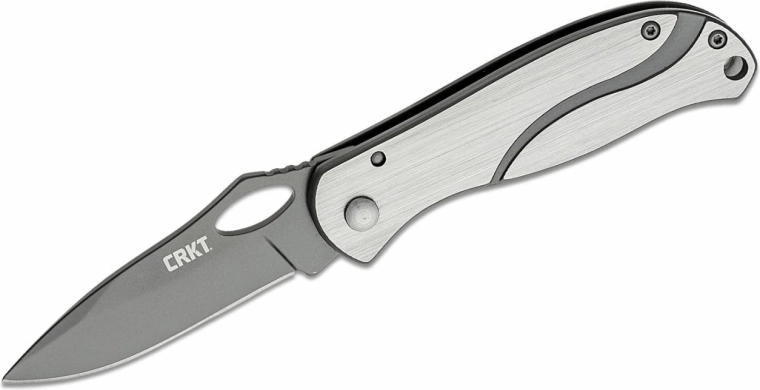 CRKT Pazoda Silver Black cuțit de buzunar 6,7 cm, argintiu‑gri, integral din oțel
