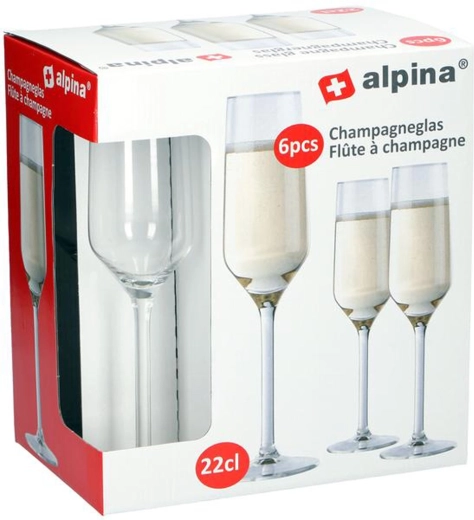 Pahare pentru șampanie Alpina 220 ml, set 6 buc