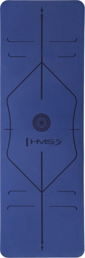 Saltea de yoga HMS YM10 – albastru închis TPE cu linii de ghidaj