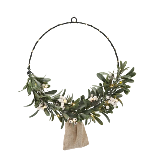 Coroniță de Crăciun cu vâsc 40 cm cu iluminare LED