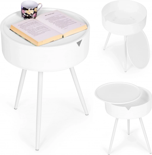 Noptieră rotundă cu blat de plastic detașabil ModernHome