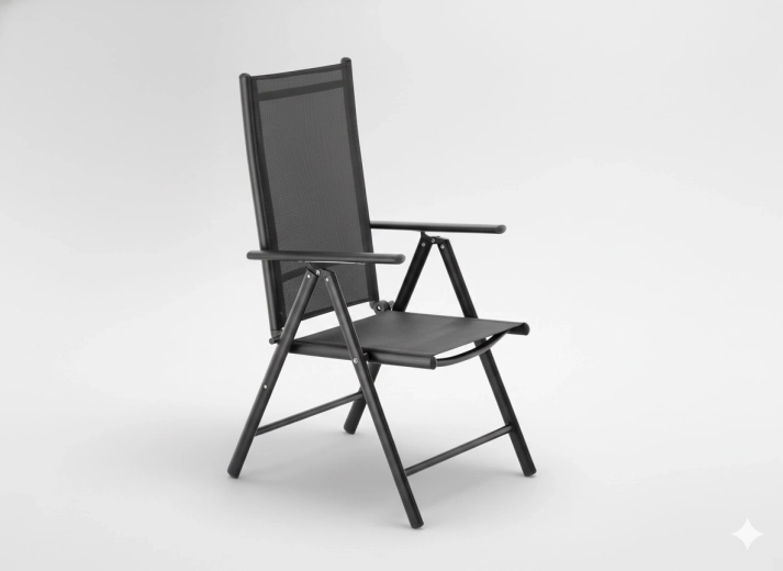 Scaun de grădină pliabil din aluminiu, gri 66 × 56 × 107 cm