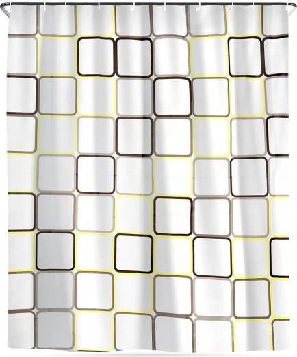 Perdea de duș cu cârlige, impermeabilă, pătrate 180 × 180 cm