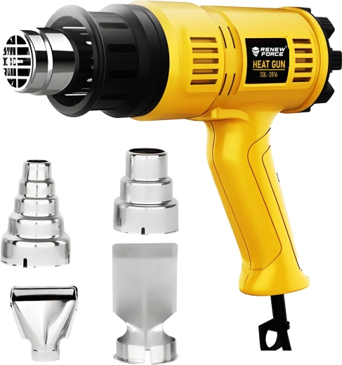 Pistol electric cu aer cald Renew Force 1800 W cu LCD și 4 duze