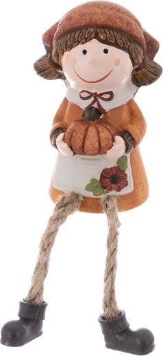 Figurină decorativă fetiță – decorațiune de toamnă cu picioare din material textil