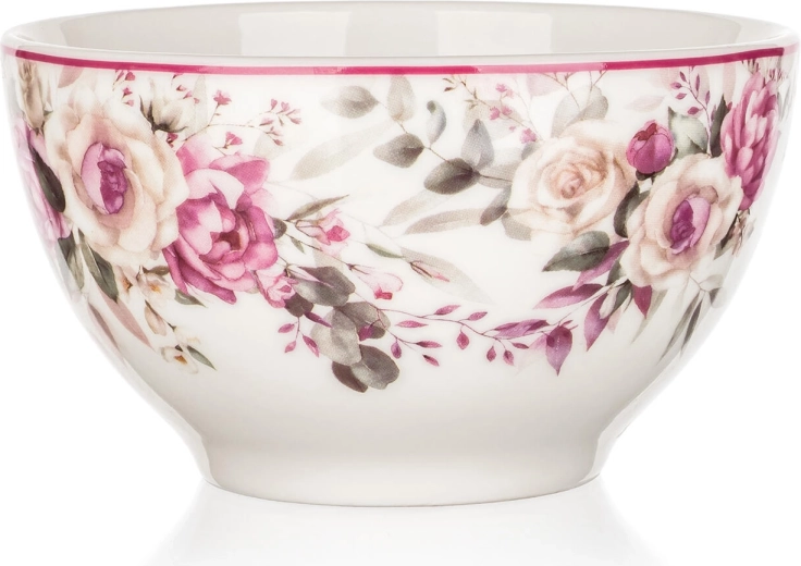 Bol ceramic ROSE 620 ml cu motiv floral