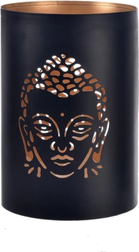 Suport de lumânare Buddha negru-auriu 12 × 12 × 18 cm
