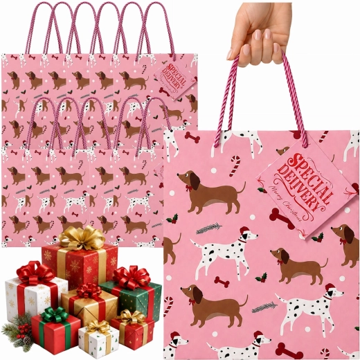 Pungă cadou de Crăciun cu motiv canin - 1 bucată