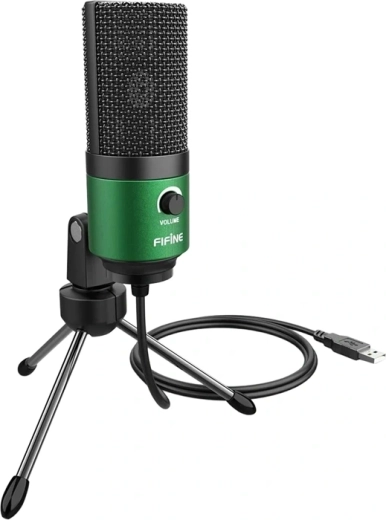 Microfon USB cu condensator Fifine K669BG verde