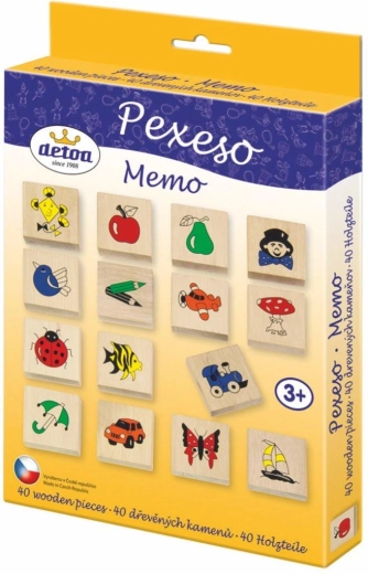 Joc de memorie din lemn Detoa cu imagini, 40 de piese