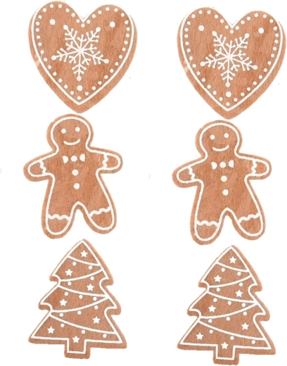 Ornament din fetru turtă dulce maro 5 cm, 6 buc