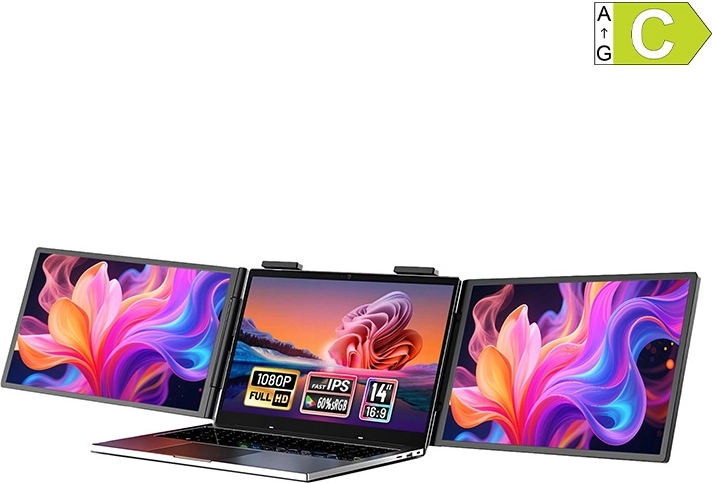 Monitor portabil dual Zeuslap ZB14 2× 14" Full HD