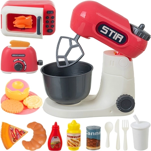 Set de bucătărie pentru copii 26 piese ISO Trade – mixer, prăjitor de pâine și cuptor cu microunde cu accesorii