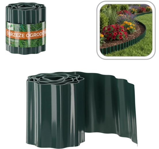 Bordură de grădină 15 × 900 cm, verde