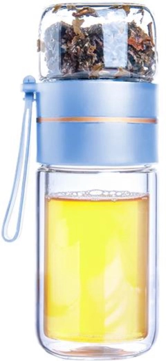 Sticlă de călătorie din sticlă Toro pentru ceai din sticlă borosilicată dublă 165 + 90 ml