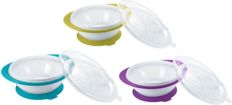NUK Easy Learning Bol pentru copii cu 2 capace și ventuză albastru