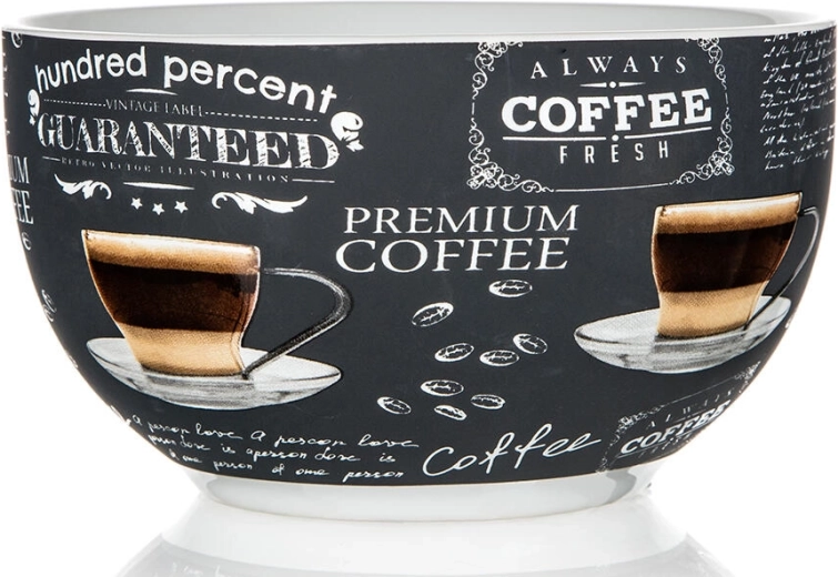 Bol ceramic 550 ml 13 cm 100 Percent – alb cu decor de cafea