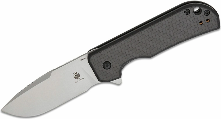 Kizer Nice Guy cuțit de buzunar 6,1 cm, satin, fibră de carbon